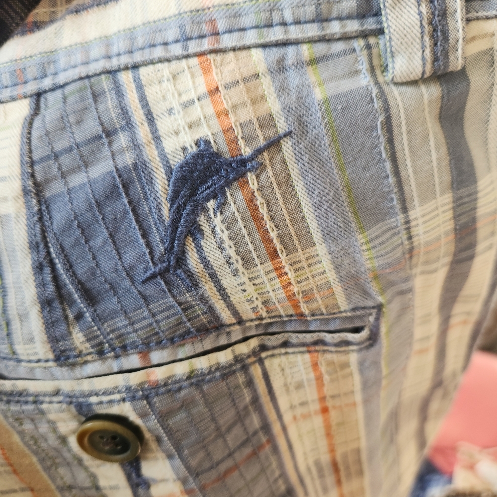 Tommy Bahama Jeans Mens Shorts size 34 Cargo Plaid Blue Silk Cottn Blend - Picture 4 of 5